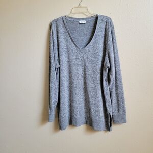 Lucky Brand Womens V-Neck Long Sleeve w/Slit Soft Comfortable‎ Top Sz XXL